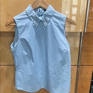 Vince Camuto Light Blue Sleeveless Button-Point Collar Blouse